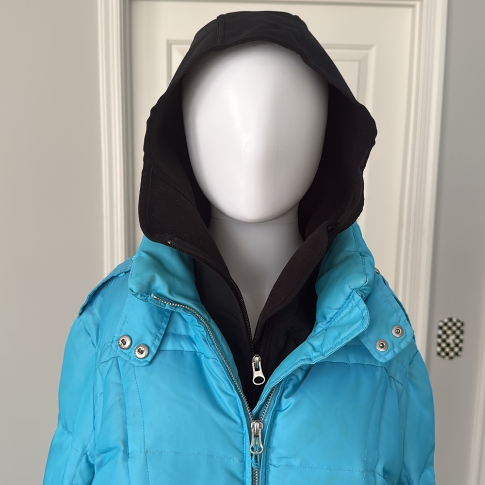 EDDIE BAUER Goose Down Turquoise Quilted  Puffer Ski Jacket w/Removable Insert-M - Picture 13 of 16
